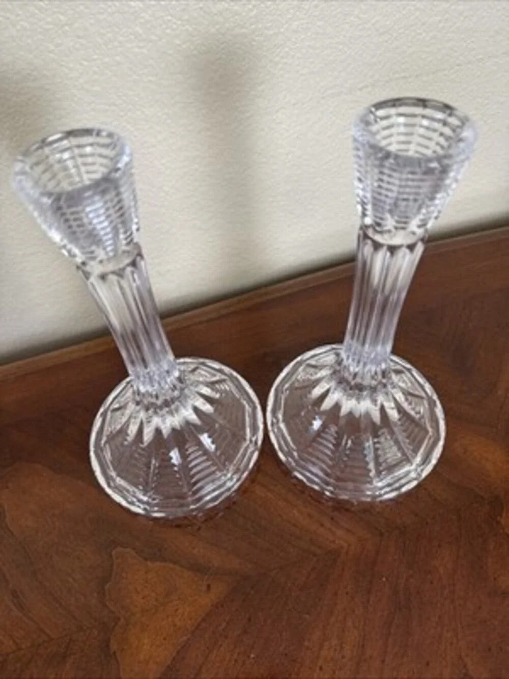 Vintage Crystal Candle Holders by Royal Crystal Rock Set of 2 Italy